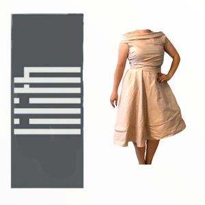 Lilith asymmetrical off the shoulder beige dress